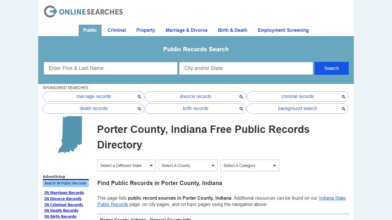 Porter County, Indiana Public Records Directory