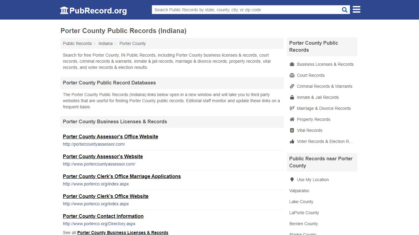 Free Porter County Public Records (Indiana Public Records)