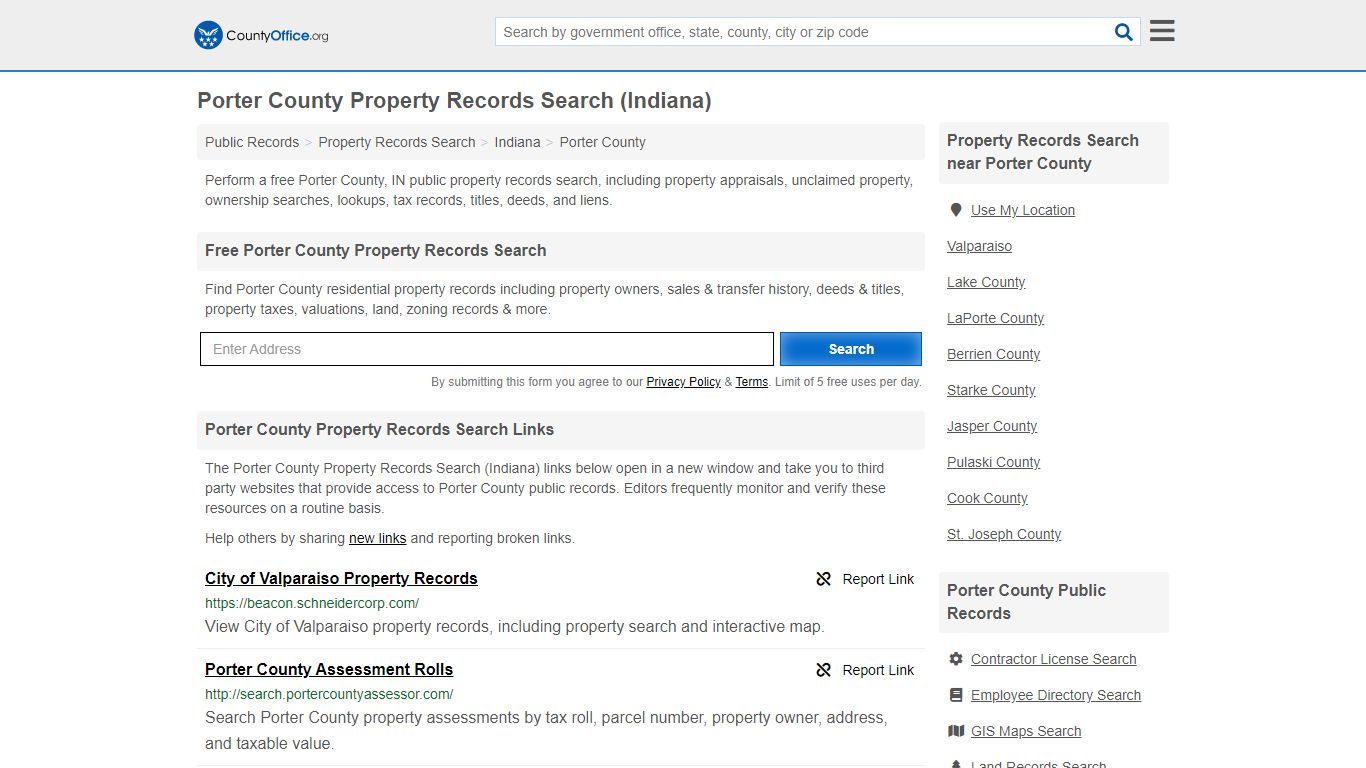 Porter County Property Records Search (Indiana)